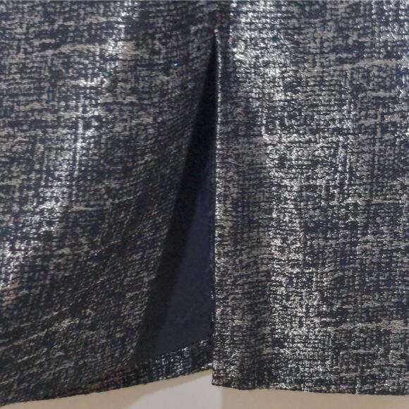 Adrianna Papell Sheath Dress Black Metallic Notch Neck Sleeveless Cocktail 4 - Picture 6 of 11